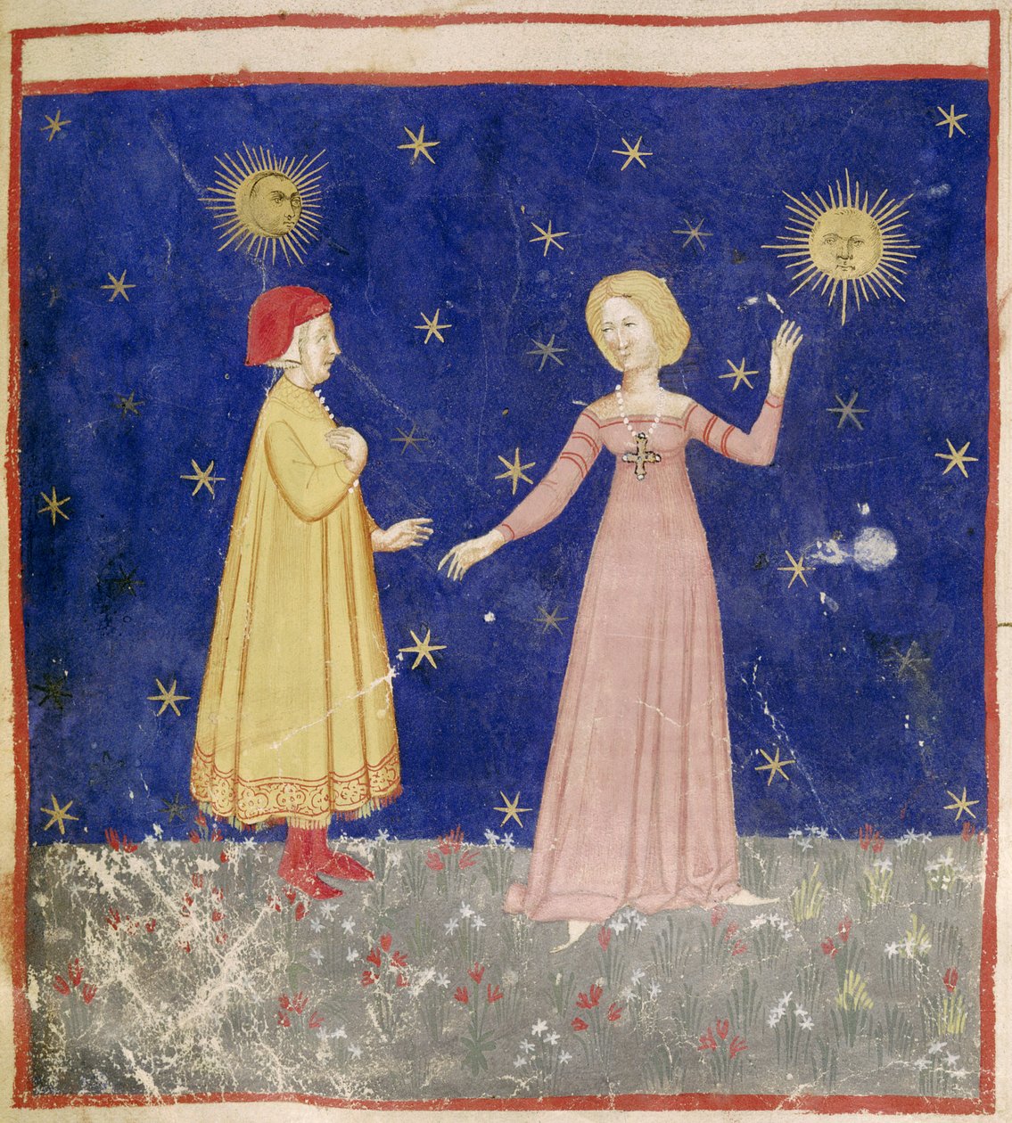 Setkání Danteho (1265-1321) a Beatrice od Italian School