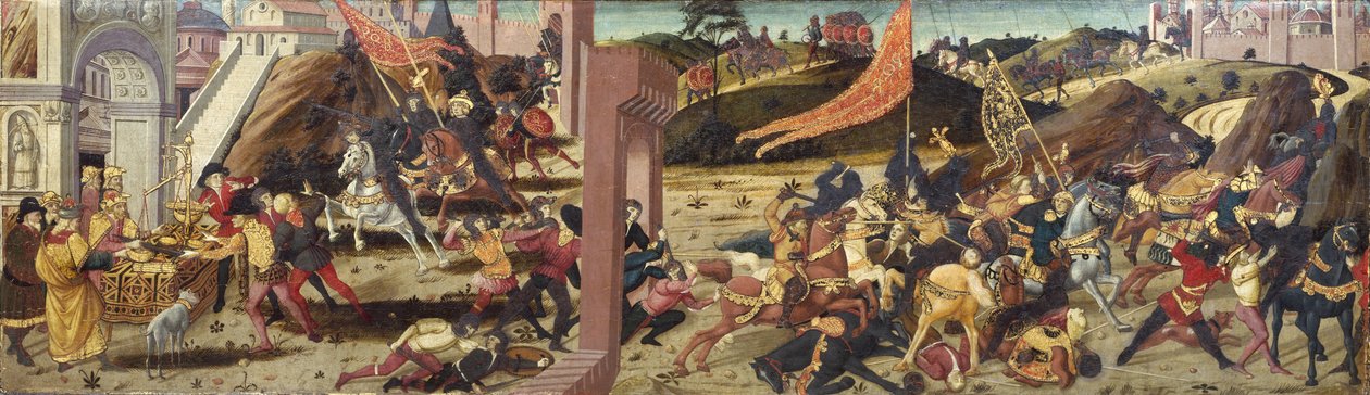 Morelli Cassone zobrazující Galy poražené Marcus Furius Camillus (hlavní panel) od Italian School