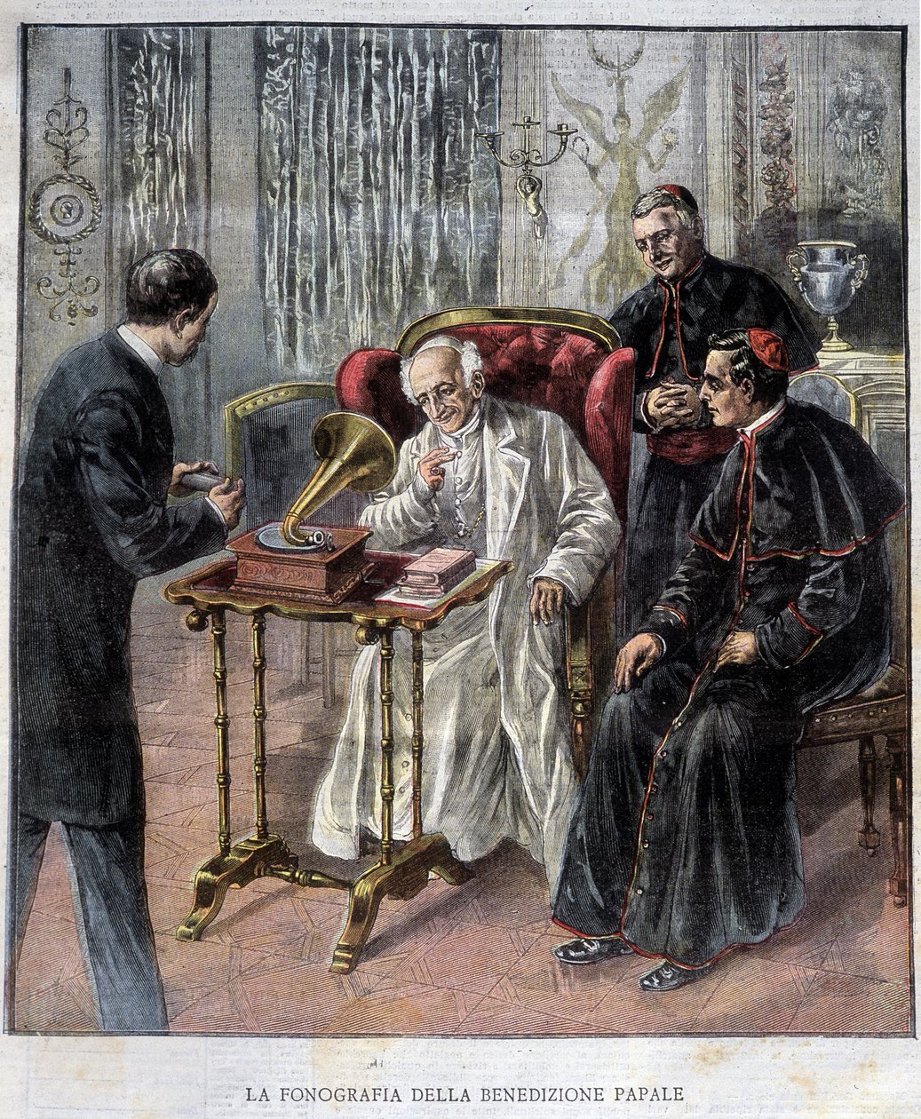 Fonografie o blahořečení papeže Lva XIII. - v "La Tribuna Illustrata" z 29. března. od Italian School