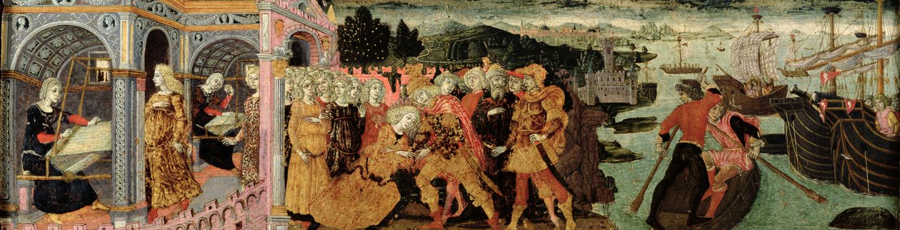The Return of Ulysses, cassone panel, Sienese (olej na panelu) od Italian School