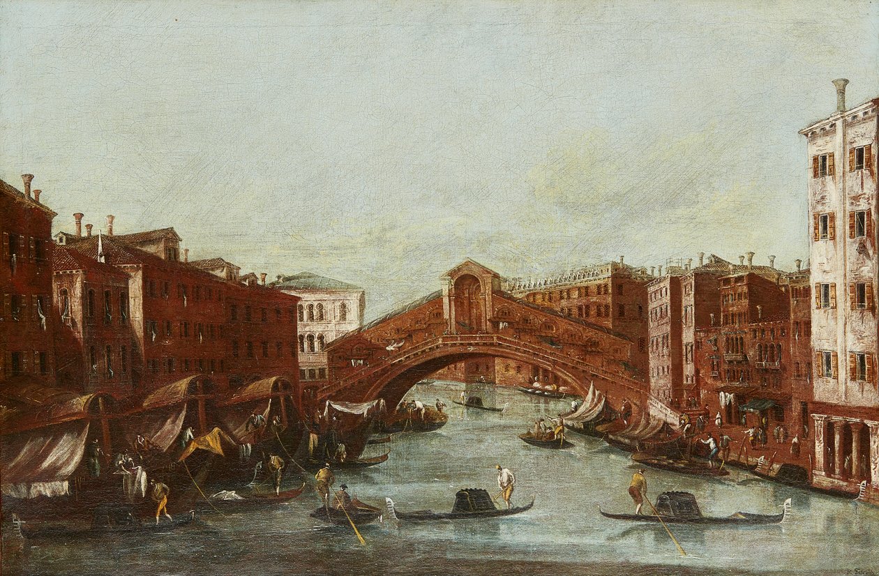 Most Rialto z Canal Grande (olej na plátně) od Italian School
