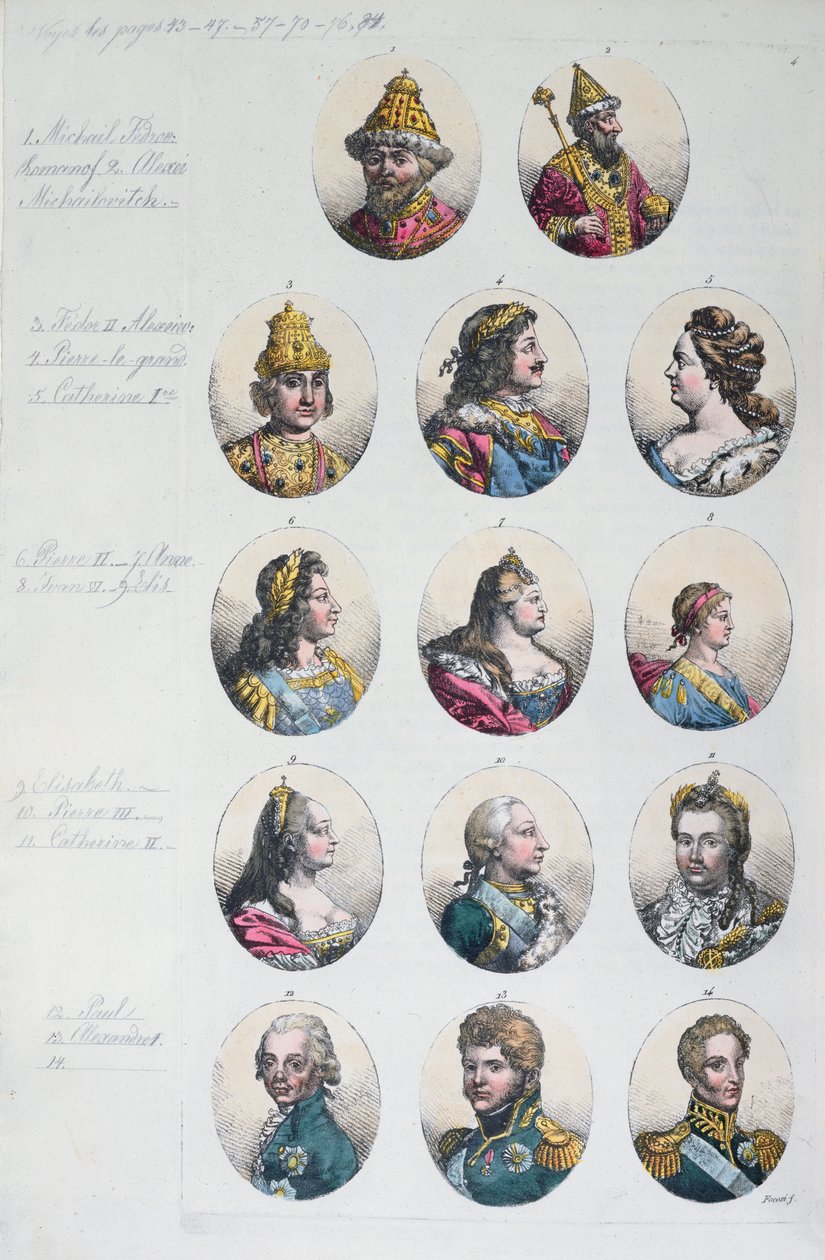 Dynastie Romanovců, z kostýmu Antico e Moderno od Gulia Ferraria, kolem roku 1820 od Italian School