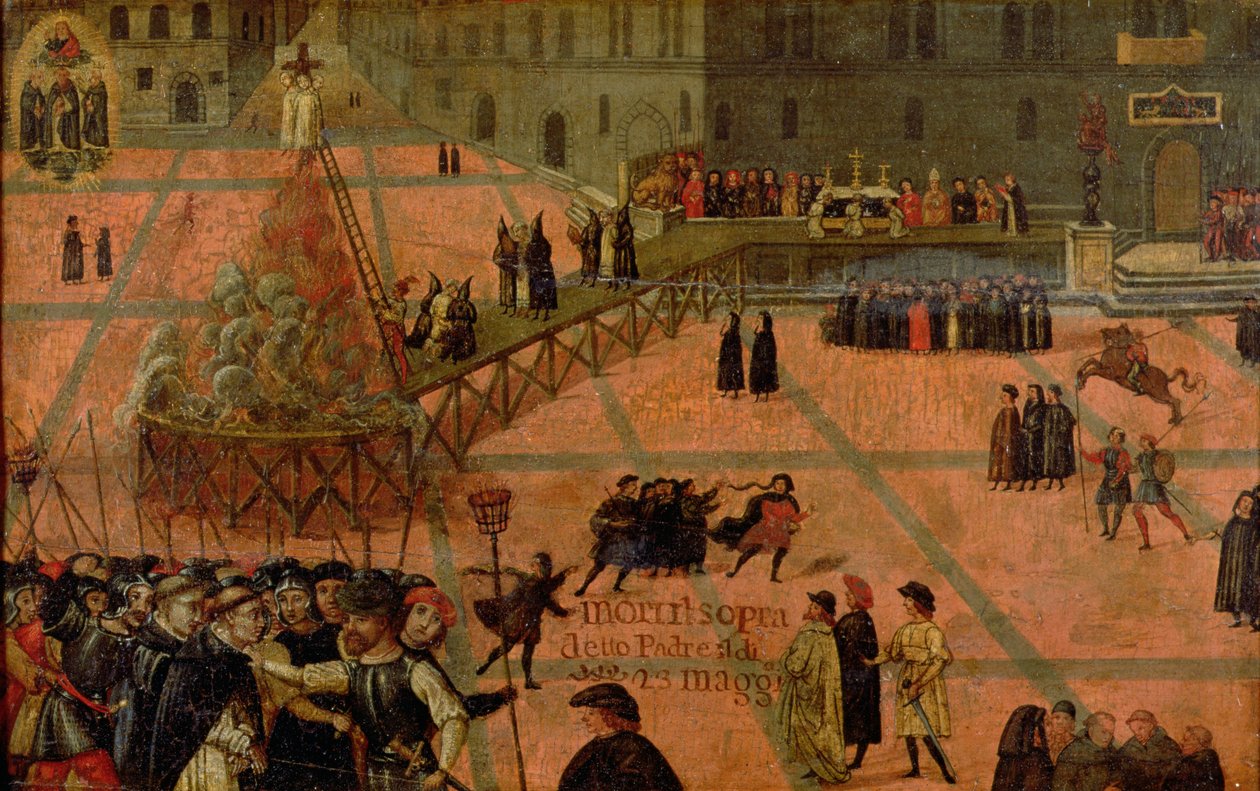 Mučení Savonarola (1452-98) (olej na panelu) od Italian School