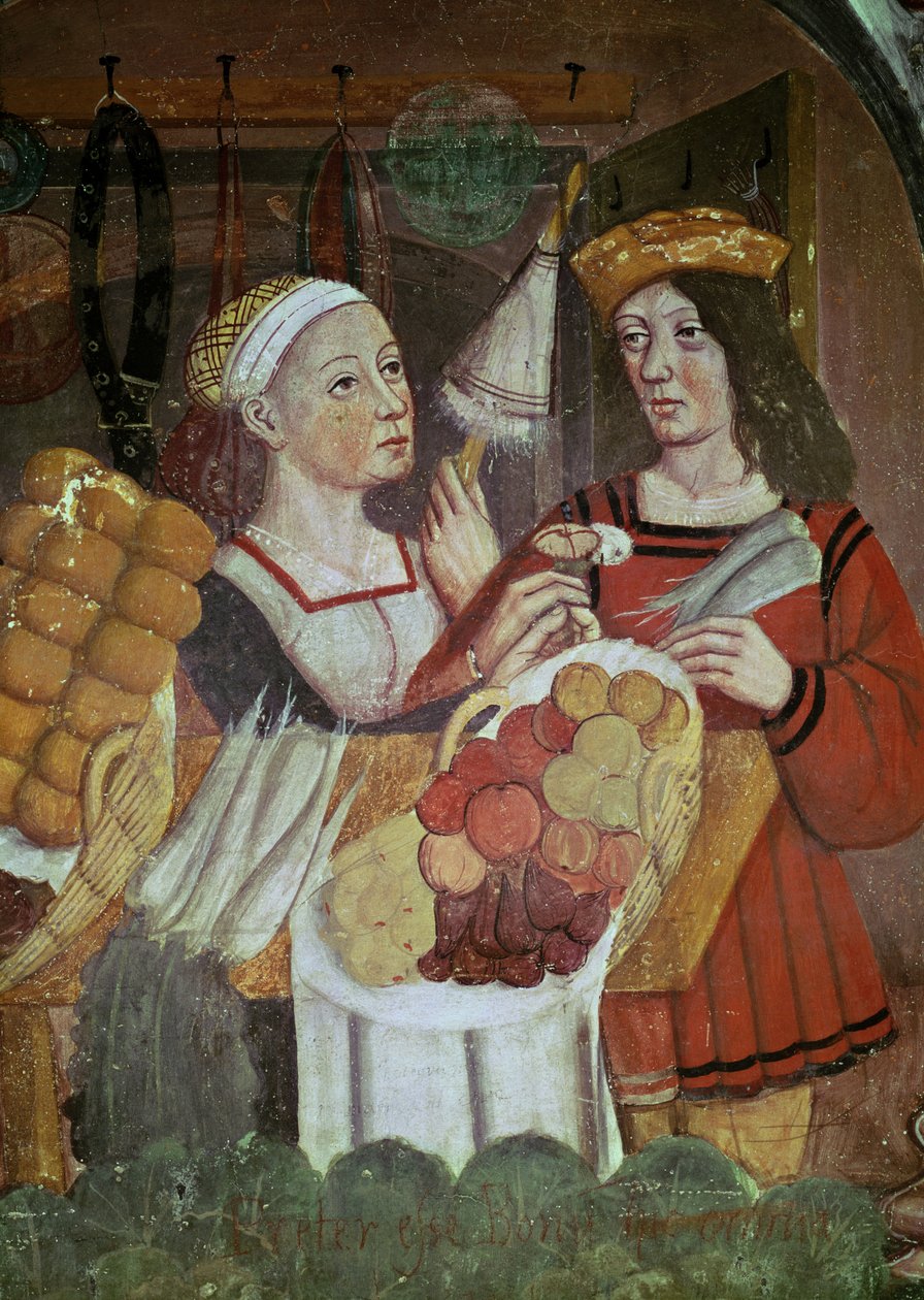 Zeleninový trh (freska) (detail) od Italian School