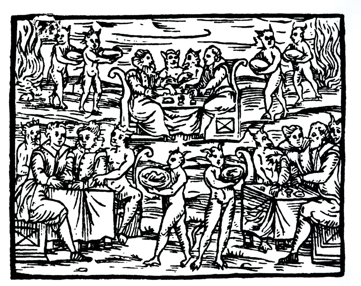 The Witches Sabbath, kopie ilustrace z Compendium Maleficarum od P. M. Guaccius, Milán 1608, použitá v Historii magie, vydané koncem 19. století od Italian School