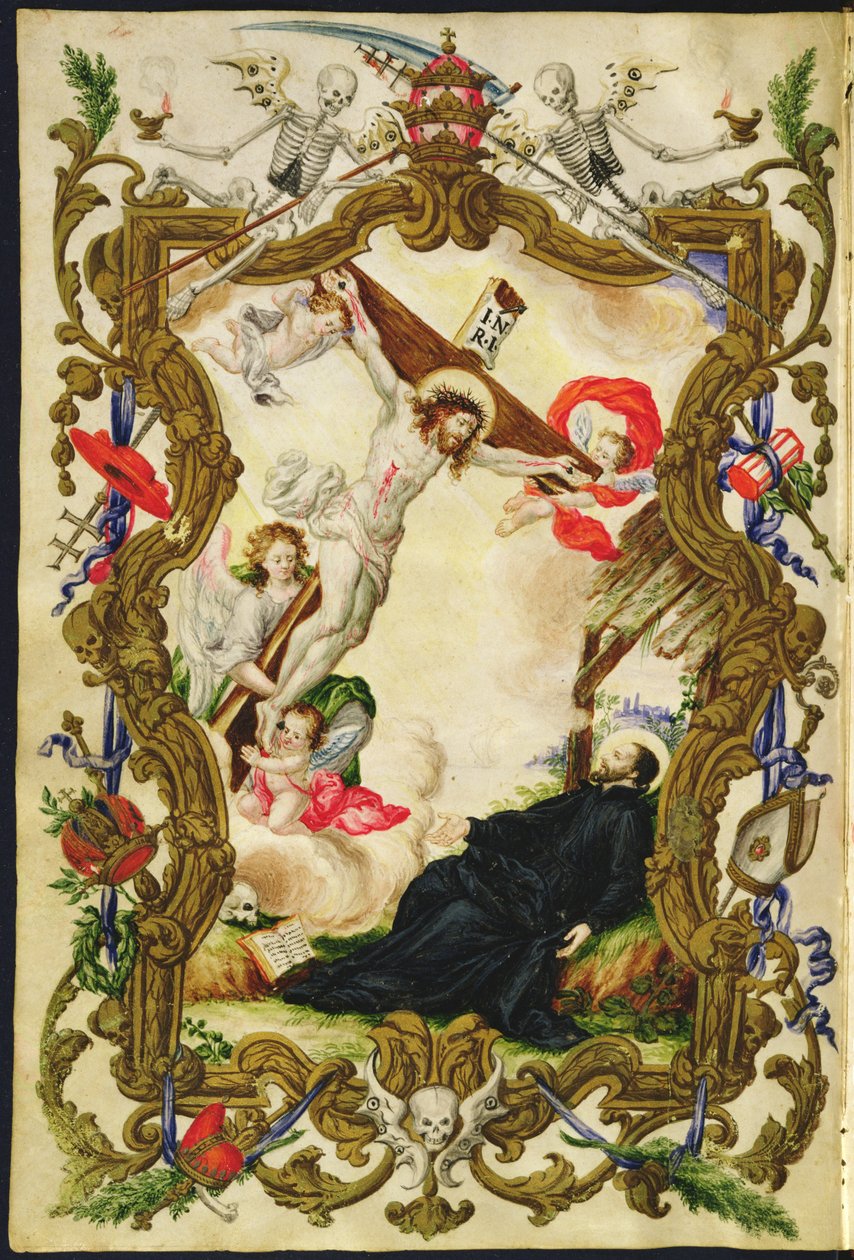 Smrt řeholníků z Mariegoly z laického cechu Buona Morte, kolem 1712-14 (inkoust na pergamenu) od Italian School