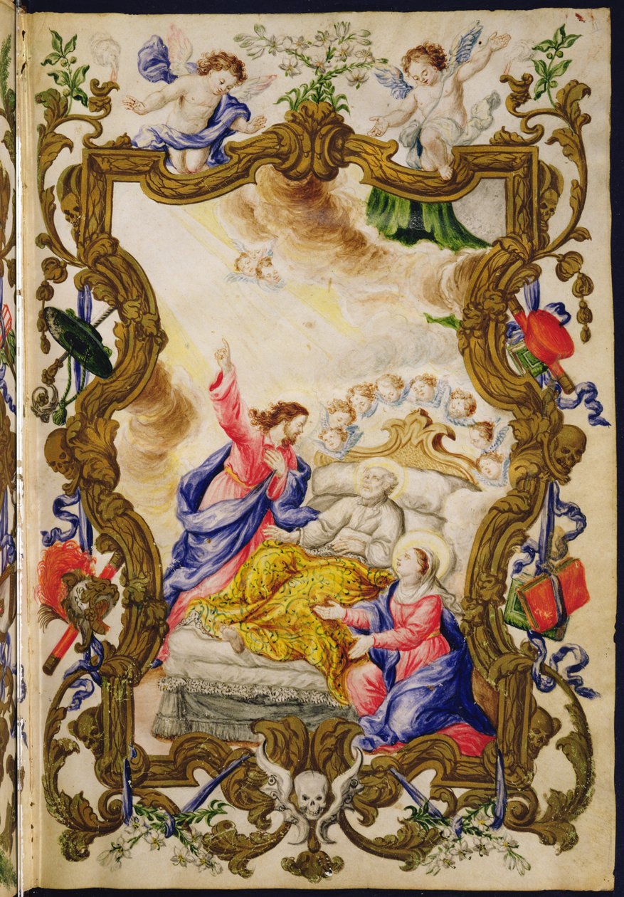 Dobrá smrt křesťana, z Mariegoly z laického cechu Buona Morte, kolem 1712-14 (inkoust na pergamenu) od Italian School