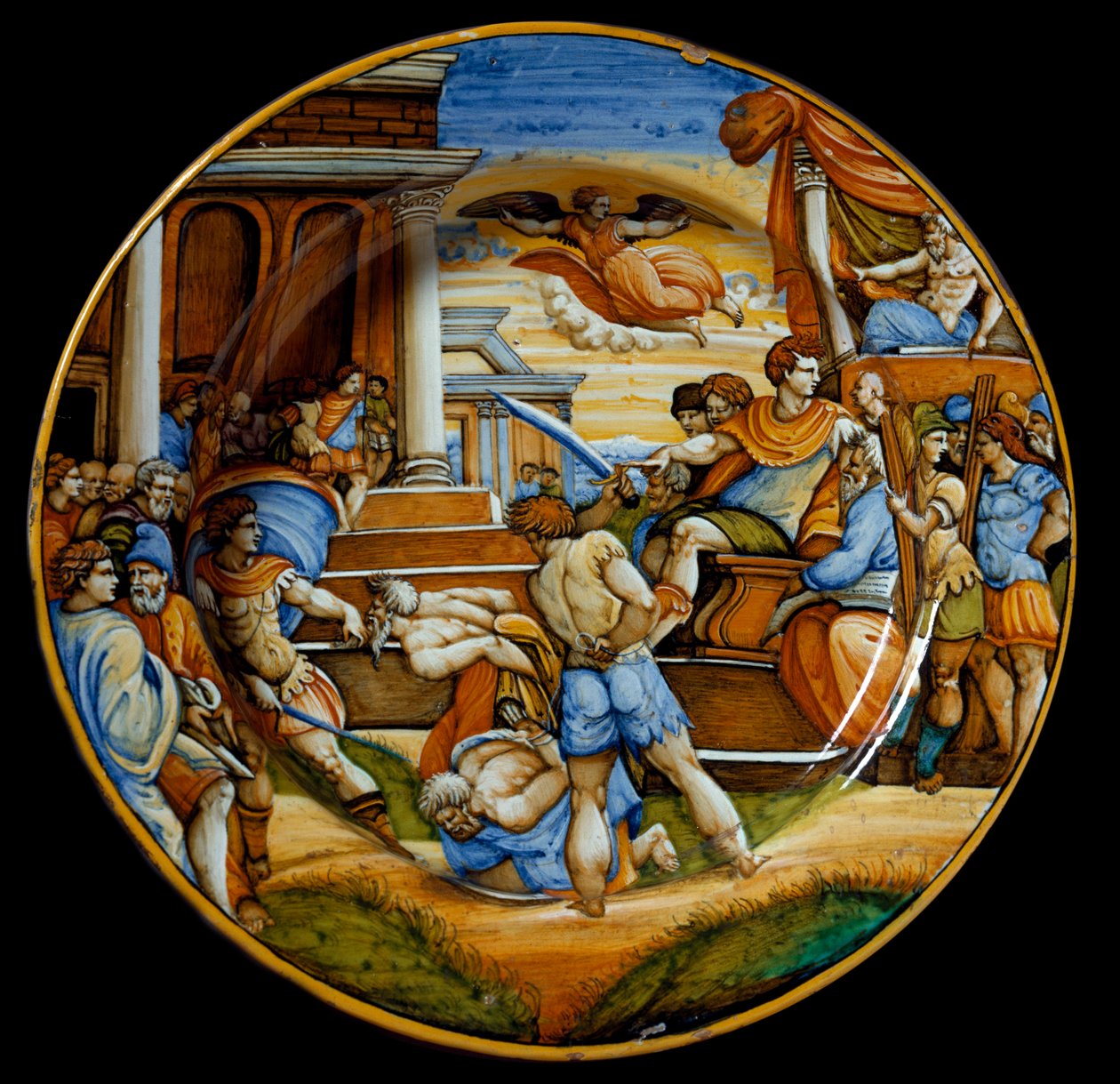 Umučení bratří Jana a Pavla za vlády císaře Juliána Odpadlíka (Flavius Claudius Julianus (331-363), vyrobeno v Urbinu v Itálii. 1540 kolem Florencie, Museo Nazionale del Bargello od Italian School