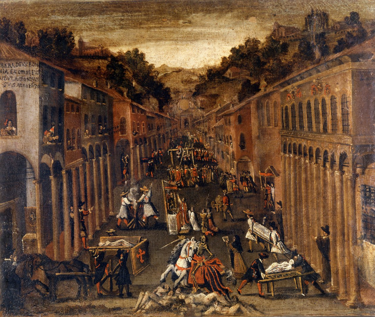 Mor roku 1630 v Bologni. barva. Majetek banky v Bologni od Italian School