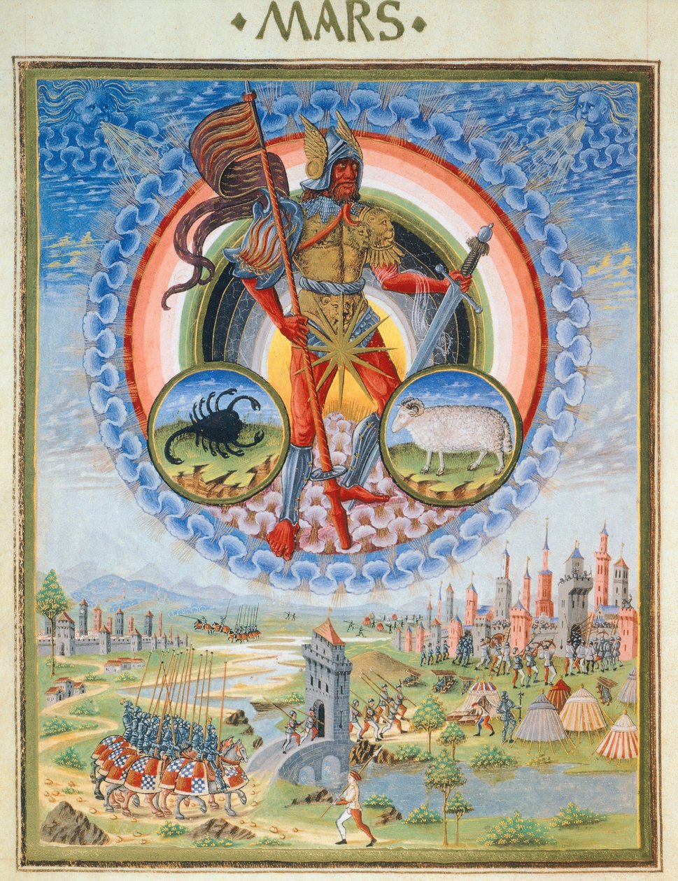 Planeta Mars a hrad v obležení, ilustrace z 