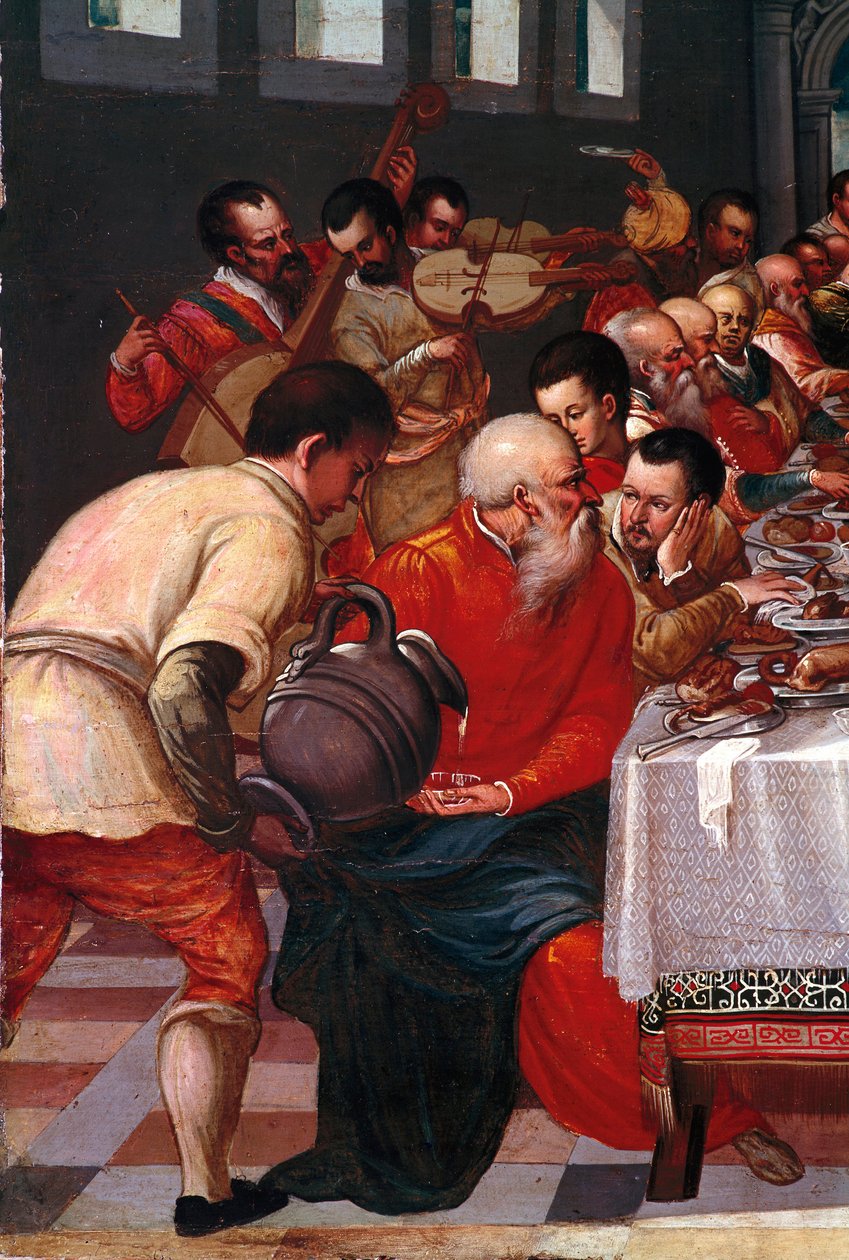 Svatba Cana Detail. Anonymní obraz benátské školy. Slunce 16. století. 85x118 cm venise, muzeum Correr od Italian School