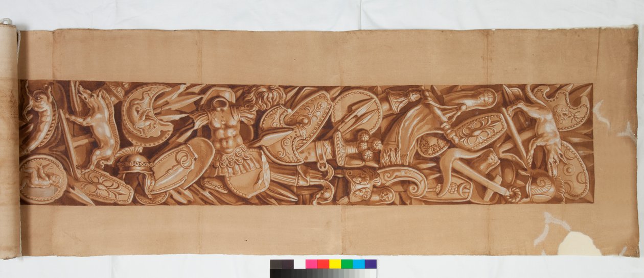Three Drawings after the Antique, c.1750 (kresba štětcem zvýrazněná hnědým lavírováním přes slabý náznak černou křídou) od Italian School