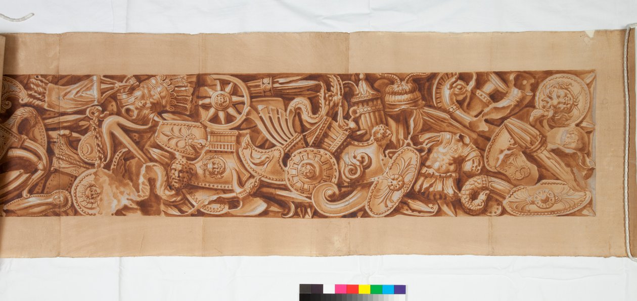 Three Drawings after the Antique, c.1750 (kresba štětcem zvýrazněná hnědým lavírováním přes slabý náznak černou křídou) od Italian School