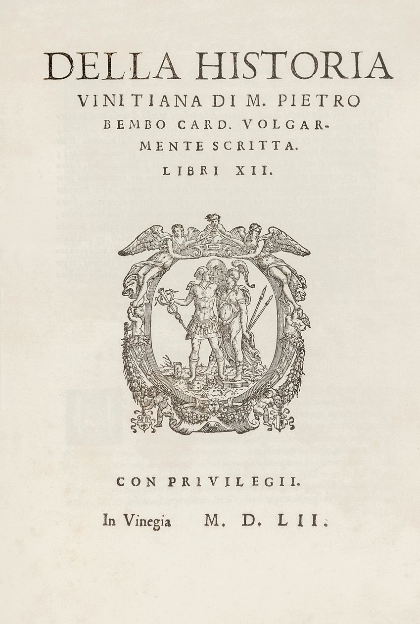 Titulní strana karty „K vinitské historii M. Pietra Bemba. vulgárně napsáno. Libri XII 
