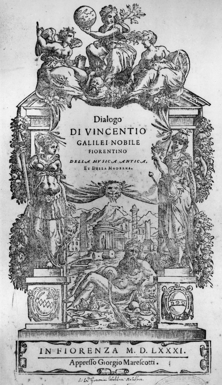 Titulní strana Della Musica Antica et (sic) della Moderna od Vincenza Galilei, 1581 od Italian School