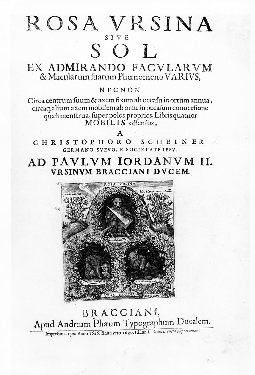 Titulní strana Rosa Ursina sive Sol od Christopha Scheinera, vydaná v roce 1630 (tisk) od Italian School