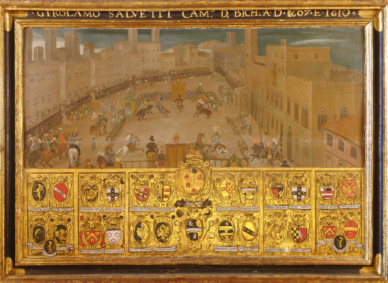 Turnaj na Piazza del Campo, Siena, 1607-10 od Italian School