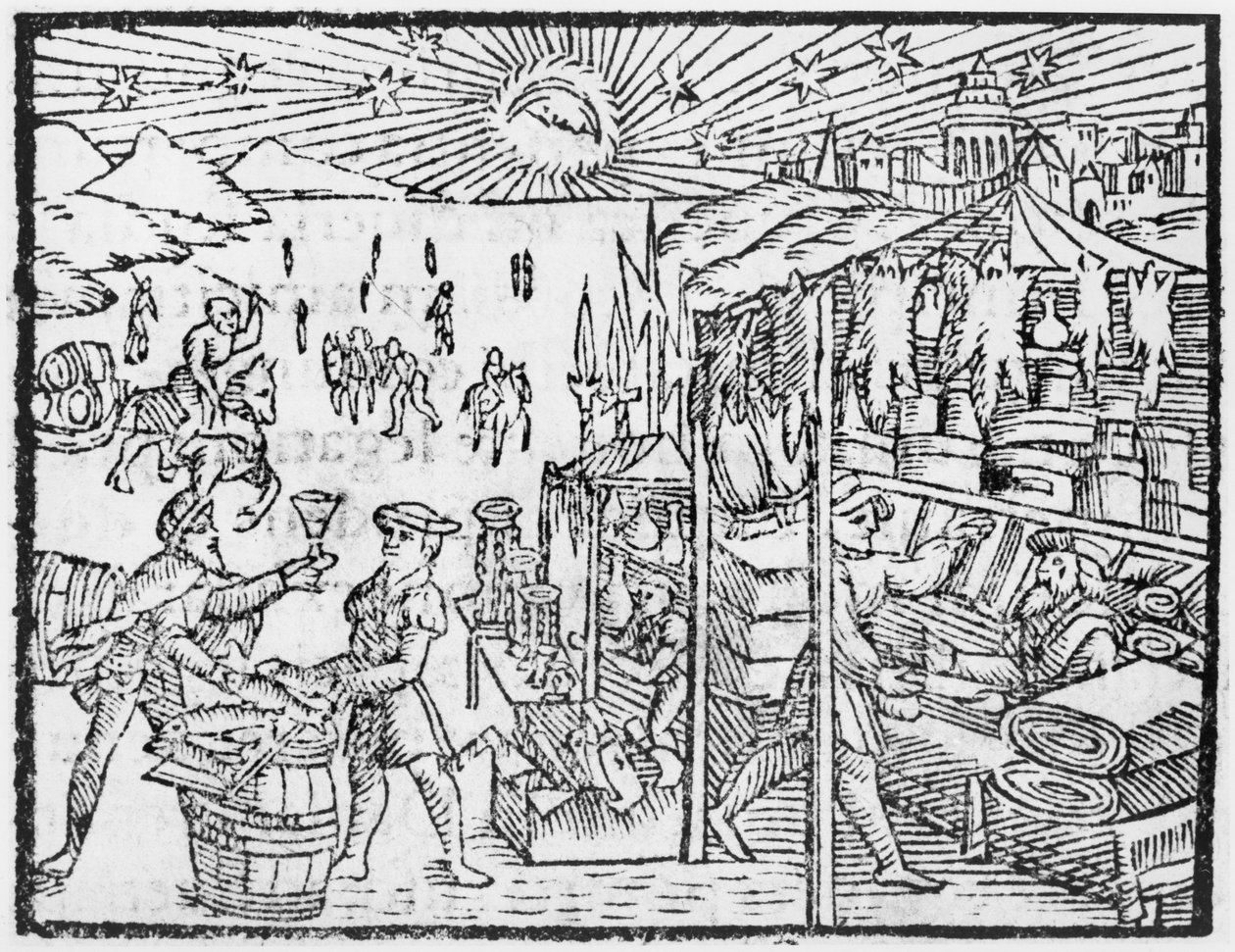 Obchod ve Skandinávii, ilustrace z knihy Historia de Gentibus Septentrionalibus od Olause Magnuse (1490-1558), vydané v Římě roku 1555. od Italian School