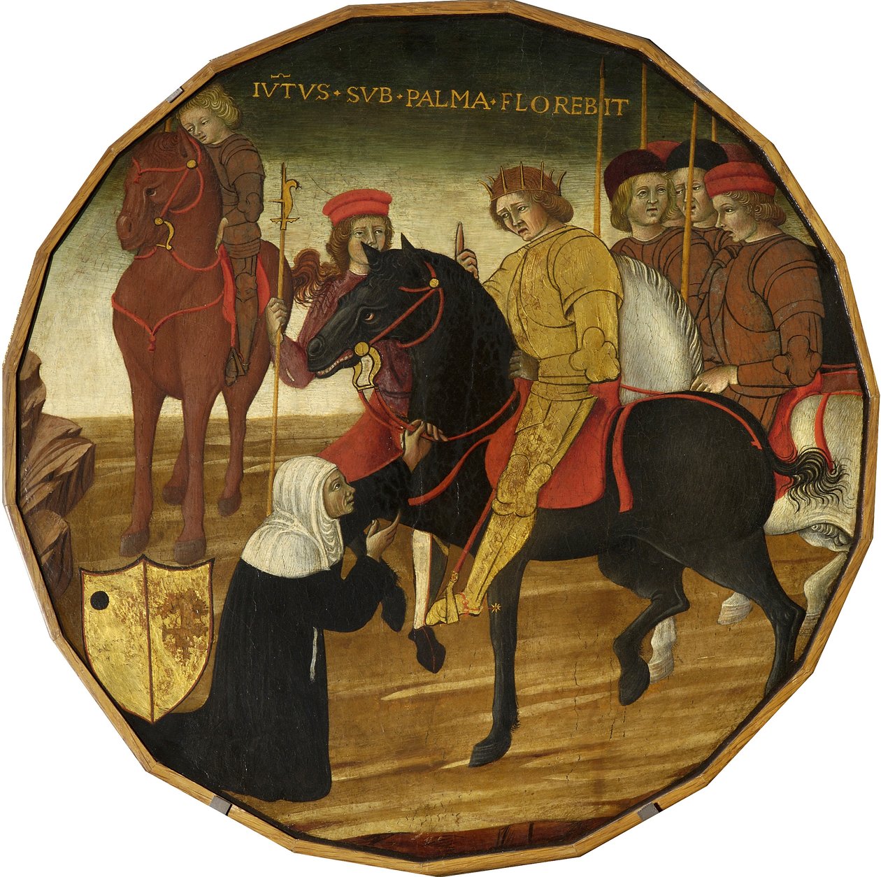 Trajan a vdova (tempera se zlatem a stříbrem na panelu) od Italian School