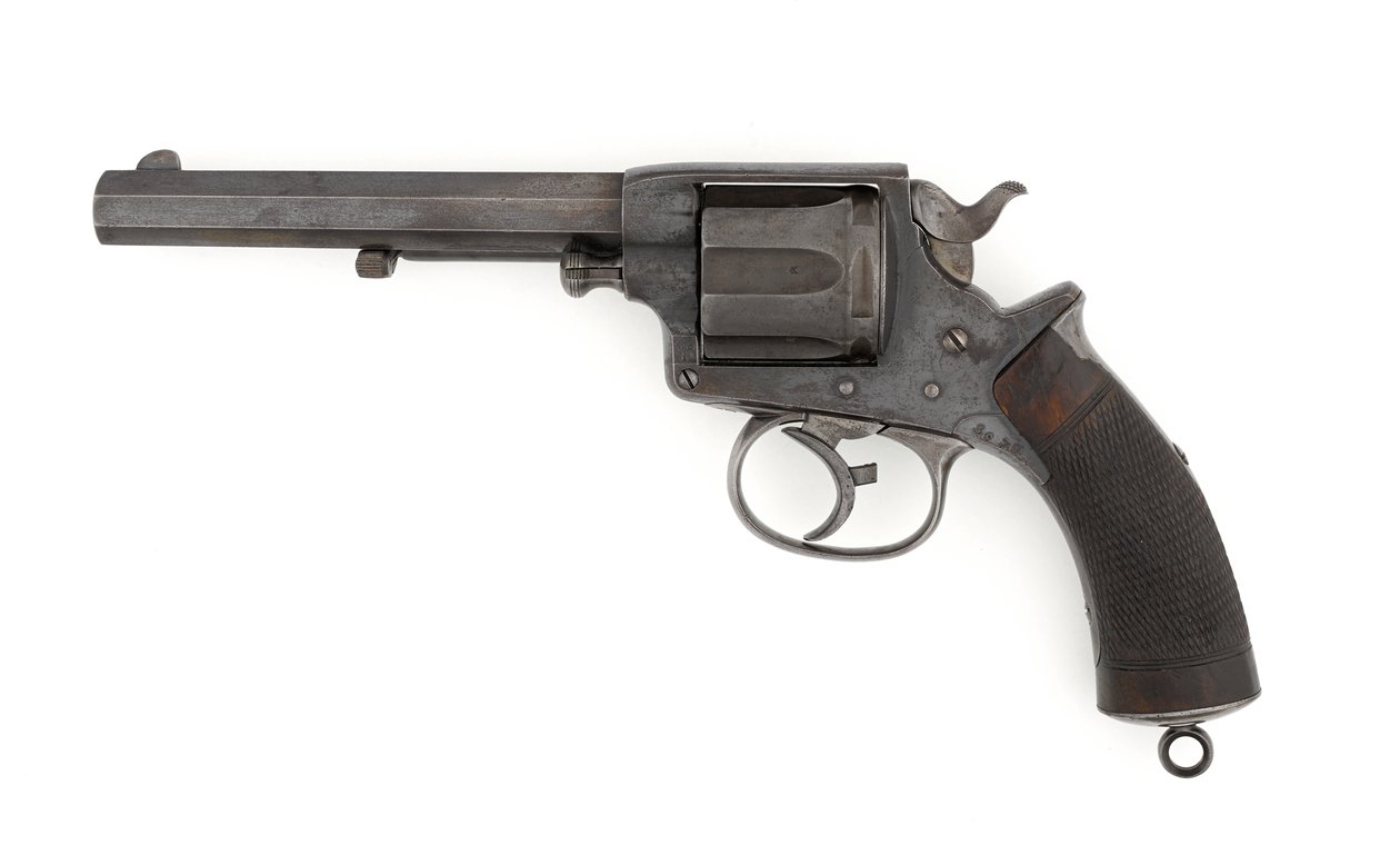 Tranter .450 palcový dvoučinný středový revolver, kolem roku 1878 (revolver, středový zápal, Tranter MK I, .450 v armádním dvojčinném provedení) od Italian School