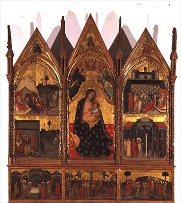 Triptych: Bartoloměje s předsádkou s výjevy ze života Krista, Marcheská škola. od Italian School