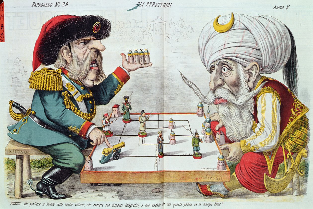Turecko a Rusko hrají strategickou hru z Le Perroquet, 1877 od Italian School