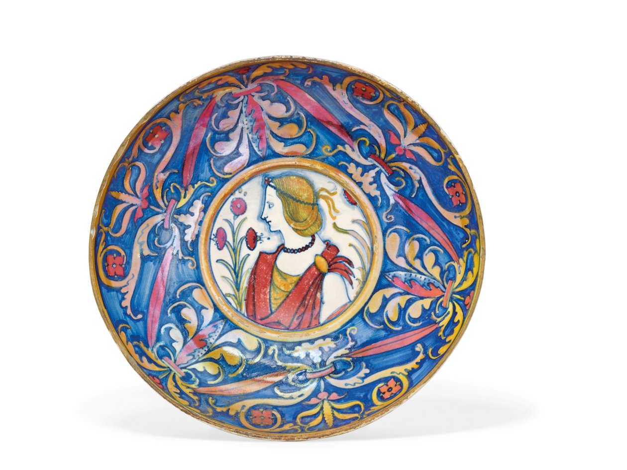 Umbrijská majoliková mísa se zlatými a rubínovým leskem, od Deruty po Gubbio, kolem 1510-20 od Italian School