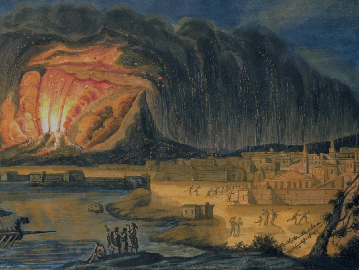 Erupce Vesuvu poblíž Neapole, kolem roku 1815 od Italian School