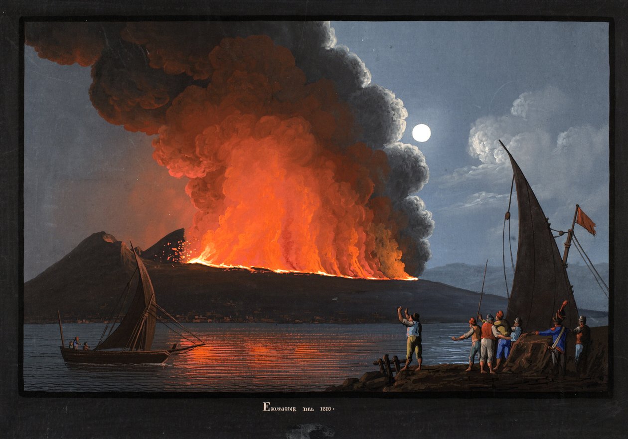 Erupce Vesuvu v roce 1810 od Italian School