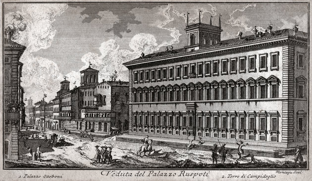 Via del Corso, Řím. (rytina od Italian School