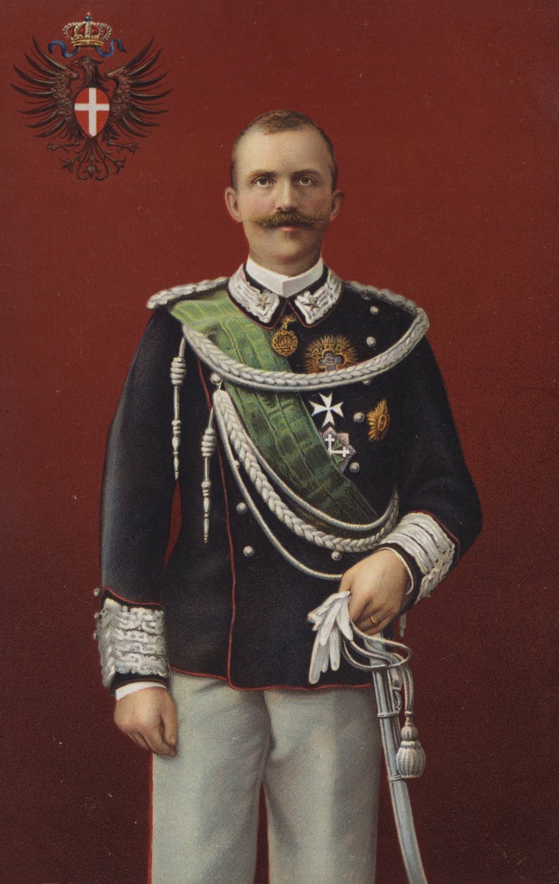 Viktor Emanuel III, italský král (chromolit) od Italian School