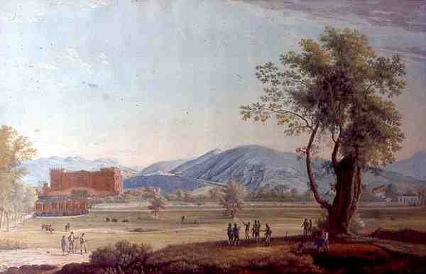 Pohled na vilu a park (akvarel na papíře) od Italian School