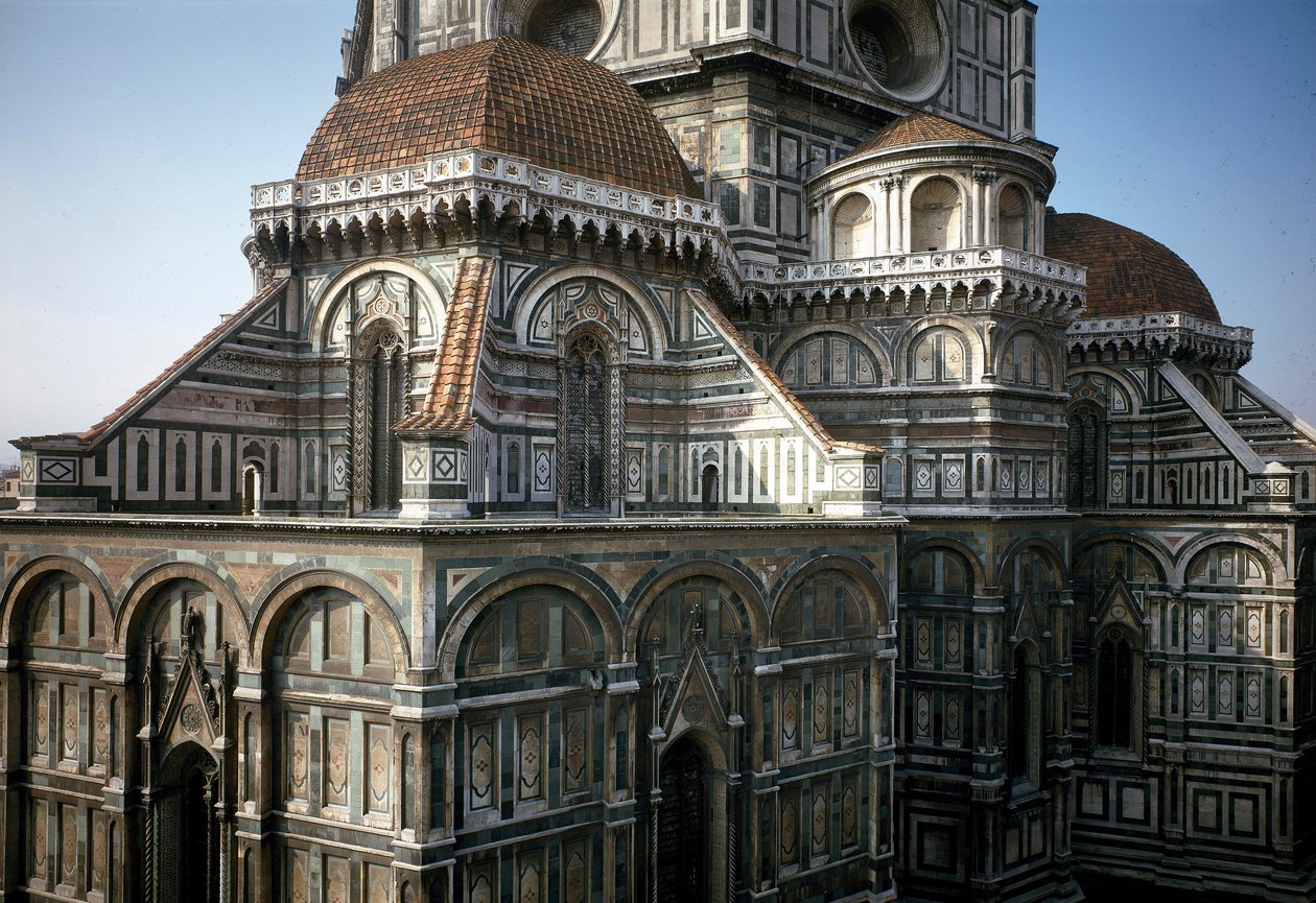 Pohled na apsidu florentské katedrály (Duomo Santa Maria del Fiore). 14.-15. století, Florencie, Itálie od Italian School