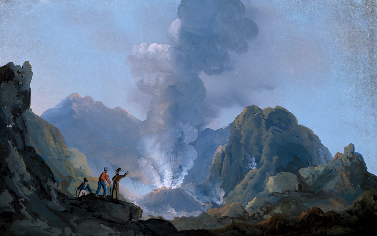 Pohled na kráter Vesuvu v roce 1829 (kvaš) od Italian School