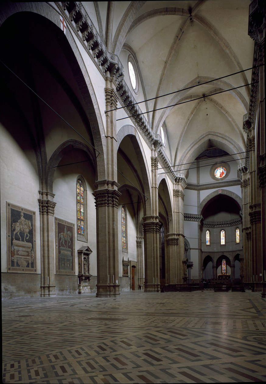 Pohled na interiér florentské katedrály (Duomo Santa Maria del Fiore). 14.-15. století, Florencie, Itálie od Italian School