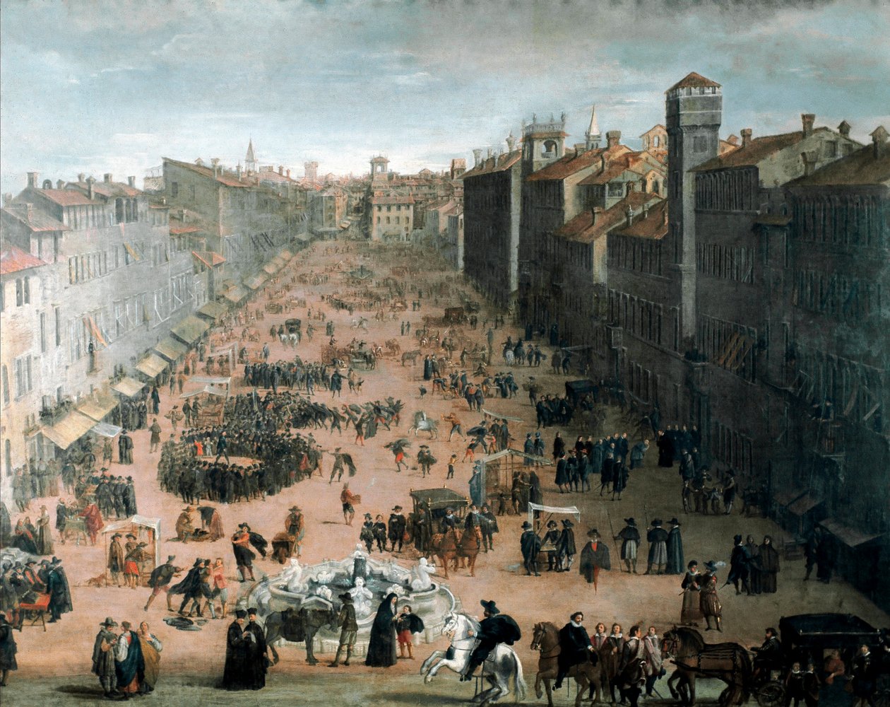 Pohled na náměstí Navona v Římě (malba od Italian School