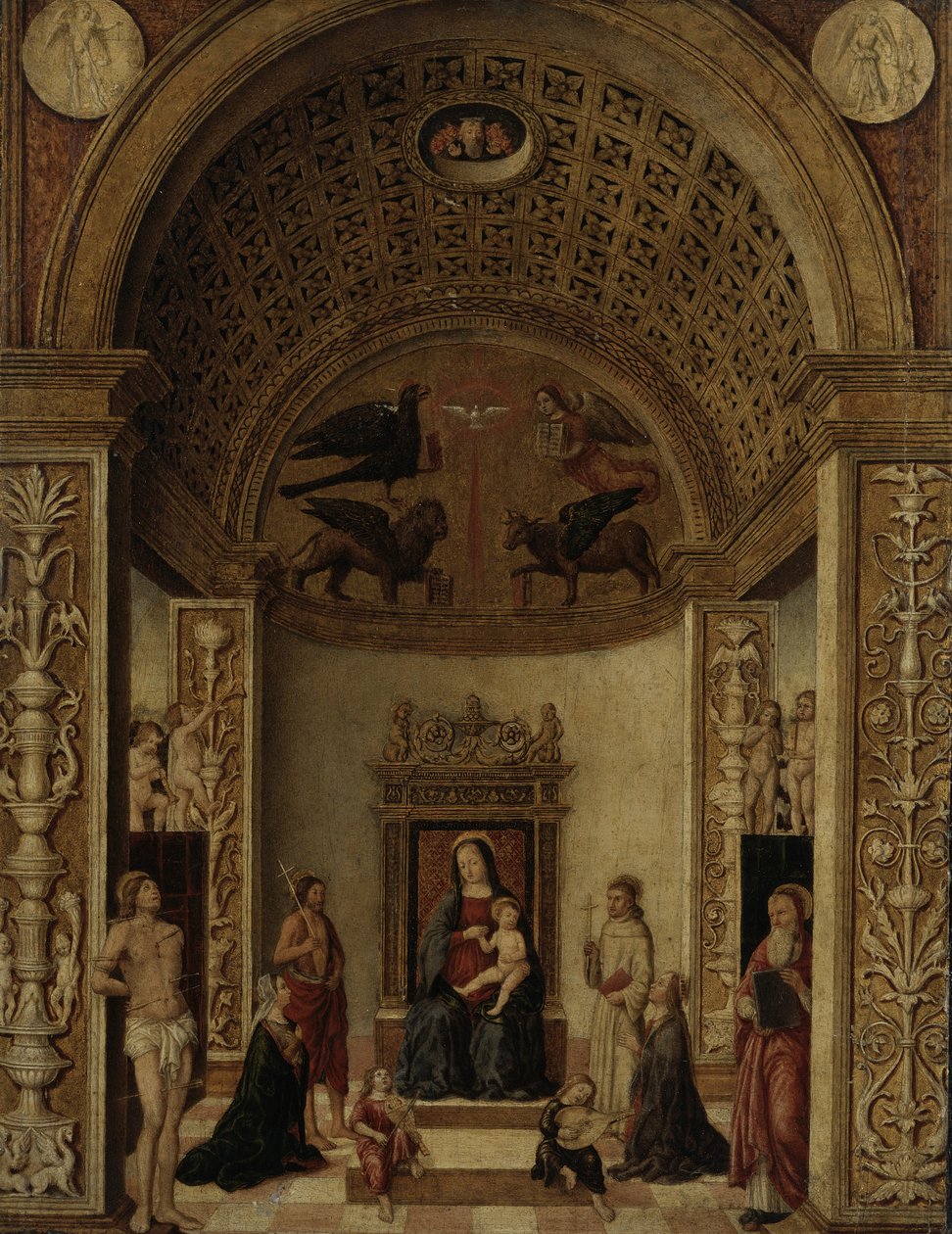 Panna a dítě na trůnu, kolem 1500-20 od Italian School