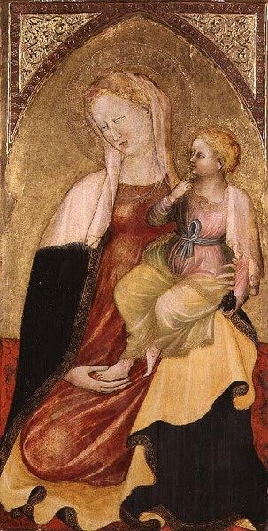 Panna a dítě, florentská škola (tempera se zlatem na panelu) od Italian School