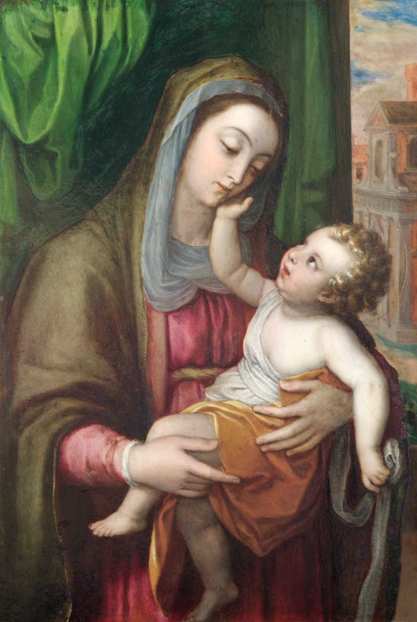 Panna a dítě, cca 1600 (olej na mědi) od Italian School