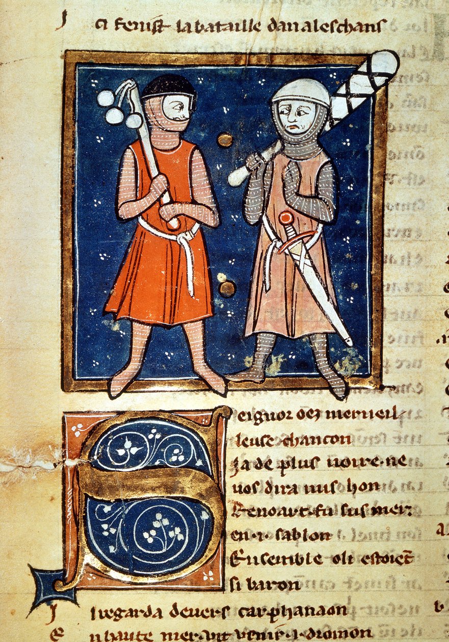 Válečníci zbraně kyjů - v "" Mince Williama""", rukopis 13. století. biblioteca Trivulziana. Milán od Italian School