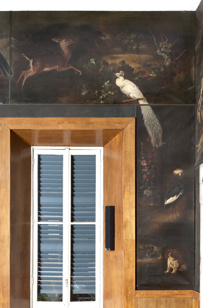 Bílý páv, srnec a šedý jeřáb korunovaný, mýtus o Orfeovi od Italian School