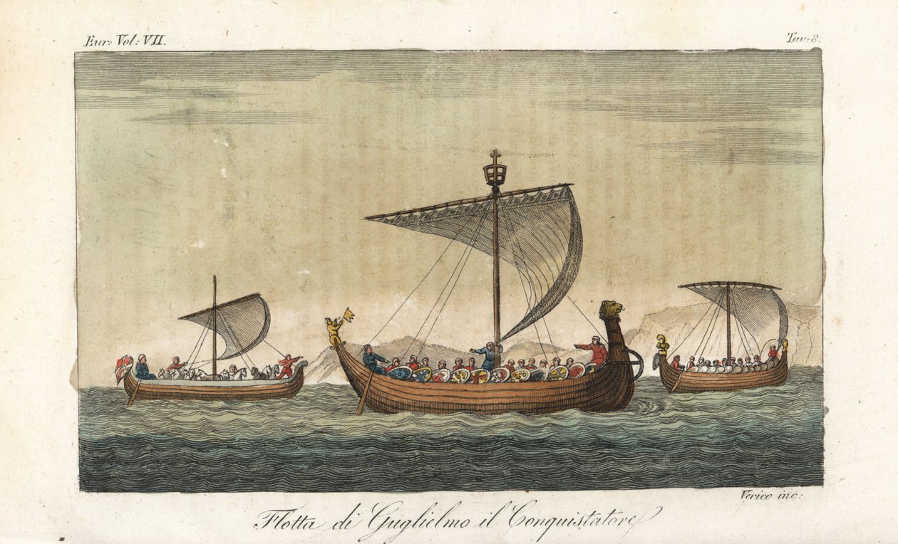 William The Dobyvatelská flotila bitevních lodí od Italian School