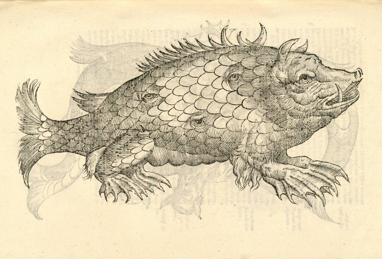 ilustrace Monstrosus Sur marinus z Aldrovandis History of Monsters, 1642 od Italian School