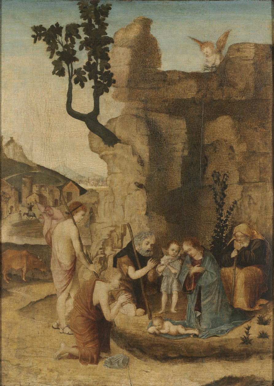 Klanění pastýřů, c. 1500 (olej na dřevě) od Italian School