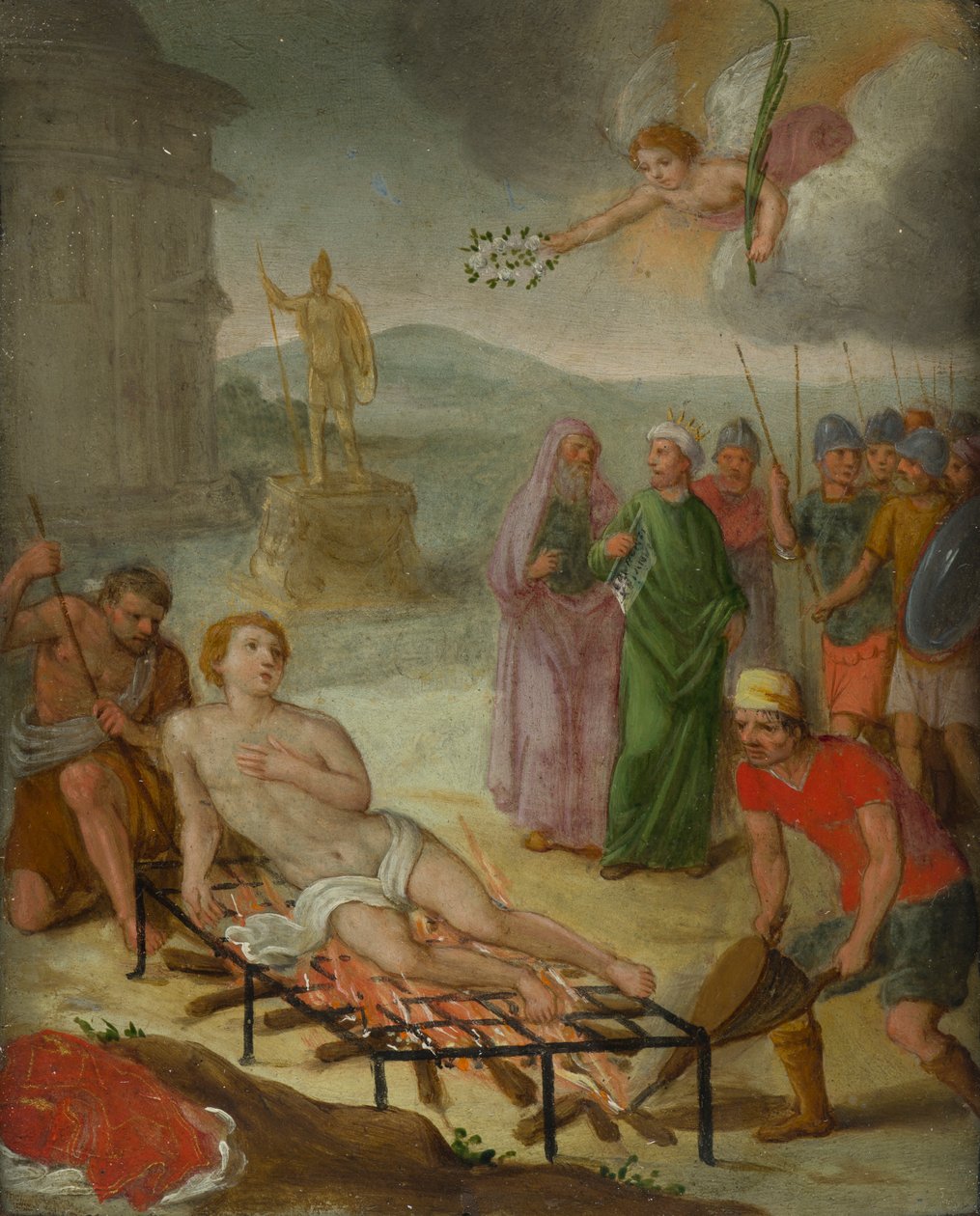 Umučení svatého Vavřince, cca 1600-99 (olej na mědi) od Italo Flemish School