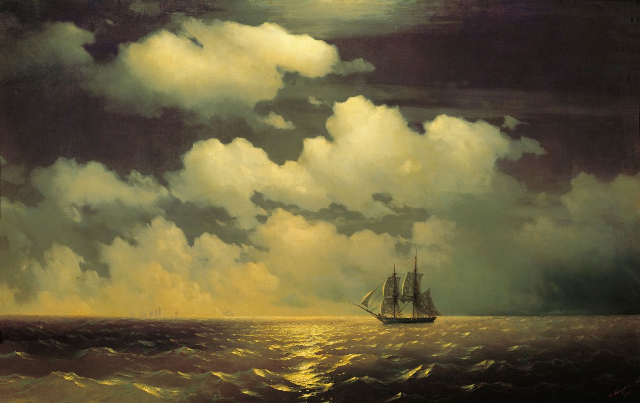 Brig Mercury poté, co porazil dvě turecké lodě od Ivan Konstantinovich Aivazovsky