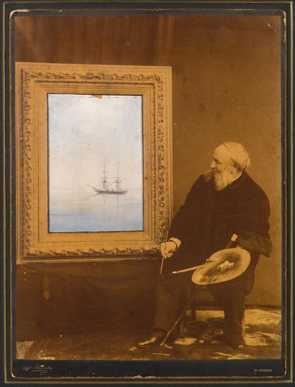 Pohled na přímořskou krajinu s fotografickým portrétem umělce od Ivan Konstantinovich Aivazovsky