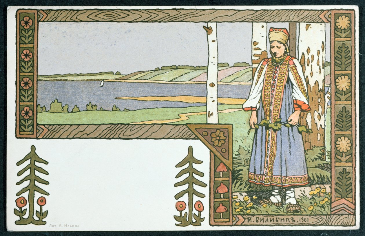 Mladá dívka a bříza, 1901 od Ivan Yakovlevich Bilibin