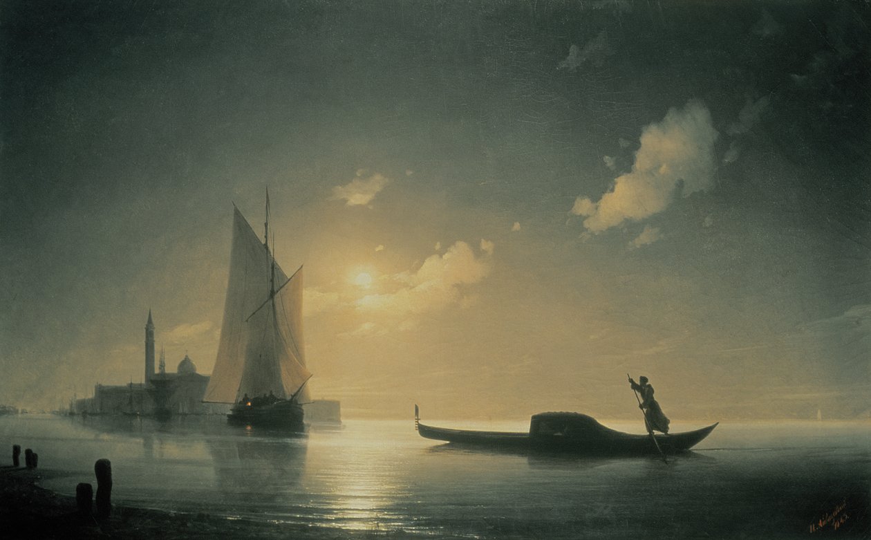 Gondoliér na moři v noci, 1843 od Ivan Konstantinovich Aivazovsky