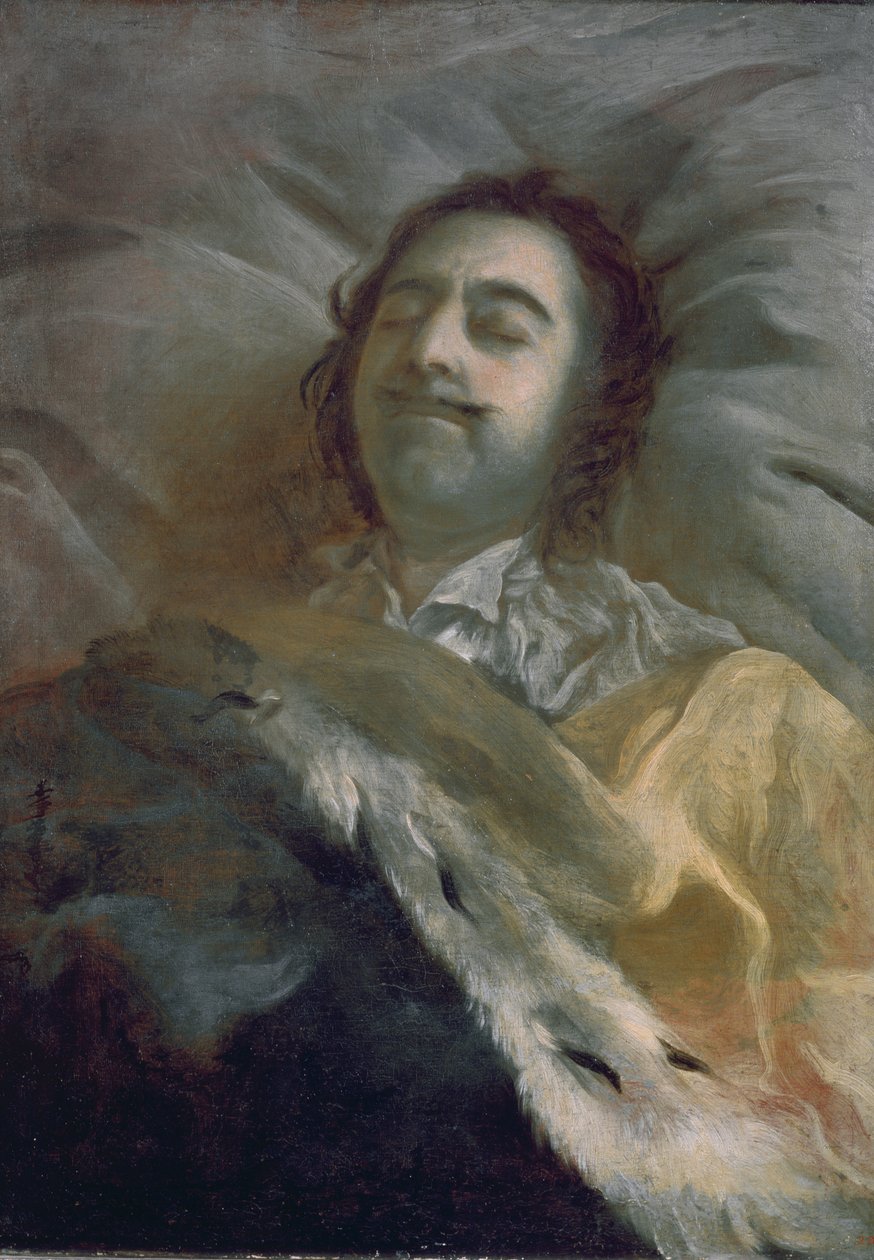 Petr I. (1672-1725) Veliký na smrtelné posteli, 1725 od Ivan Nikitich Nikitin